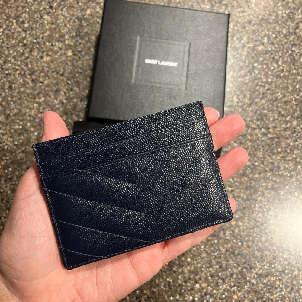 Saint Laurent Navy Blue Card Holder - Picture 3 of 6